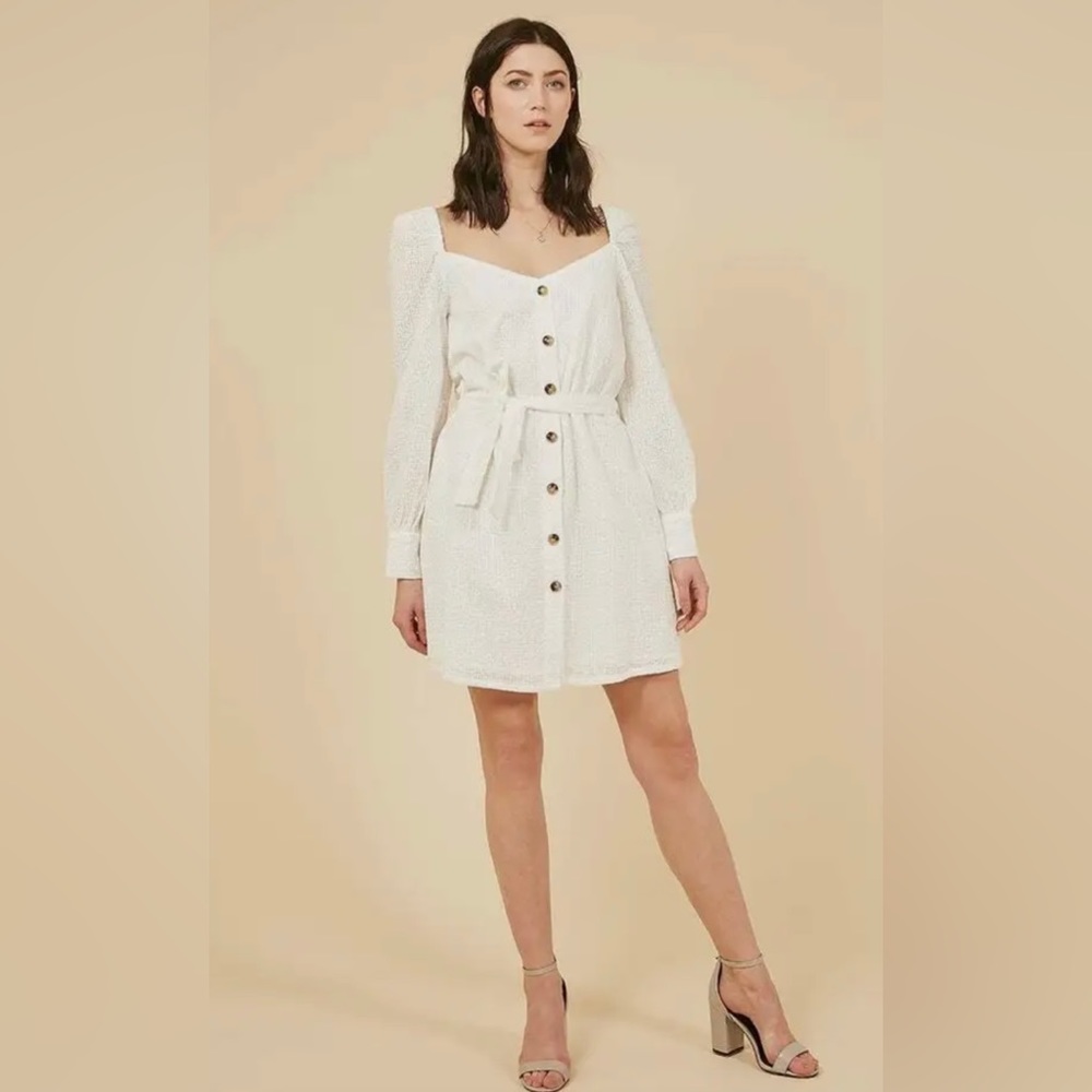 FRNCH white button up dress